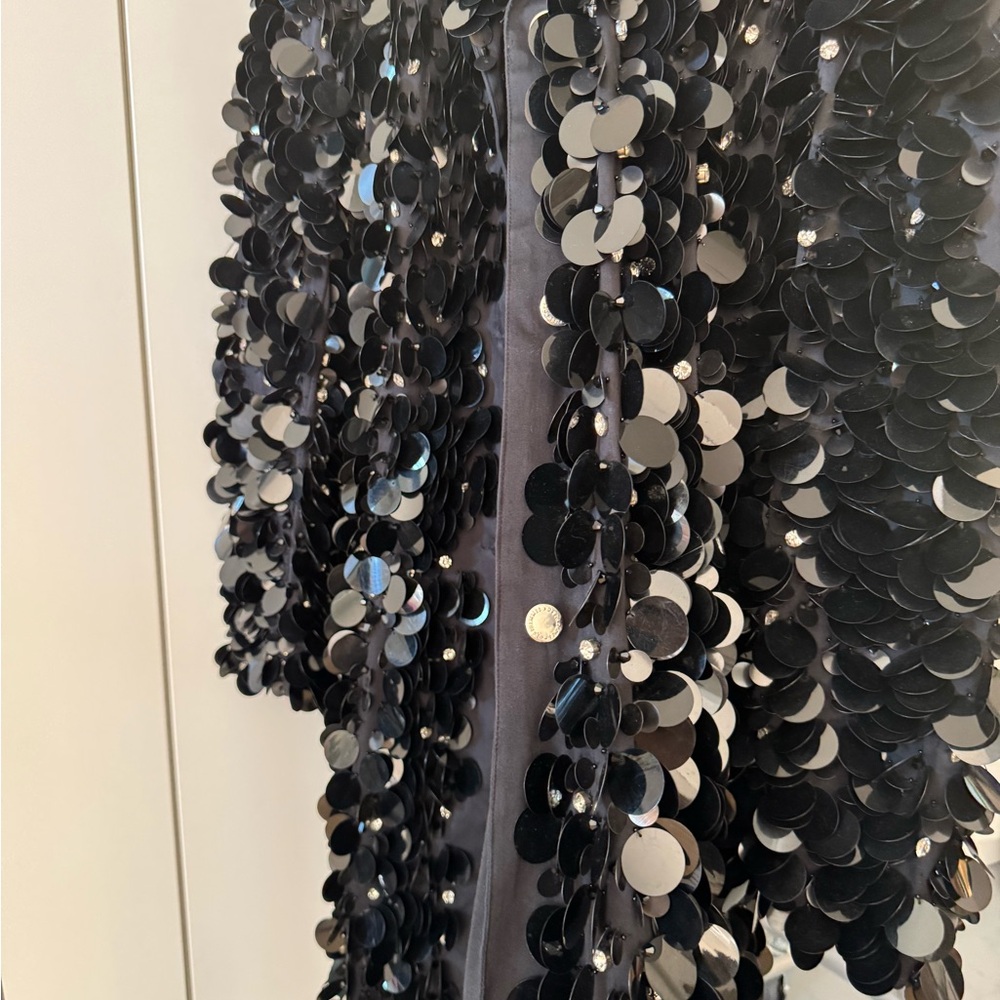 Black Sequin Trench Coat - Picture 4 of 10